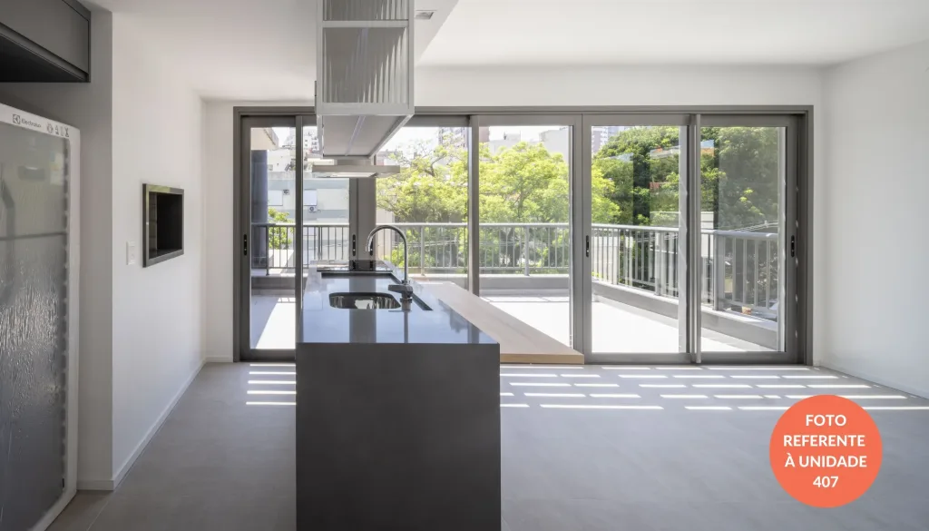 Foto referente a unidade 407 - Living e cozinha