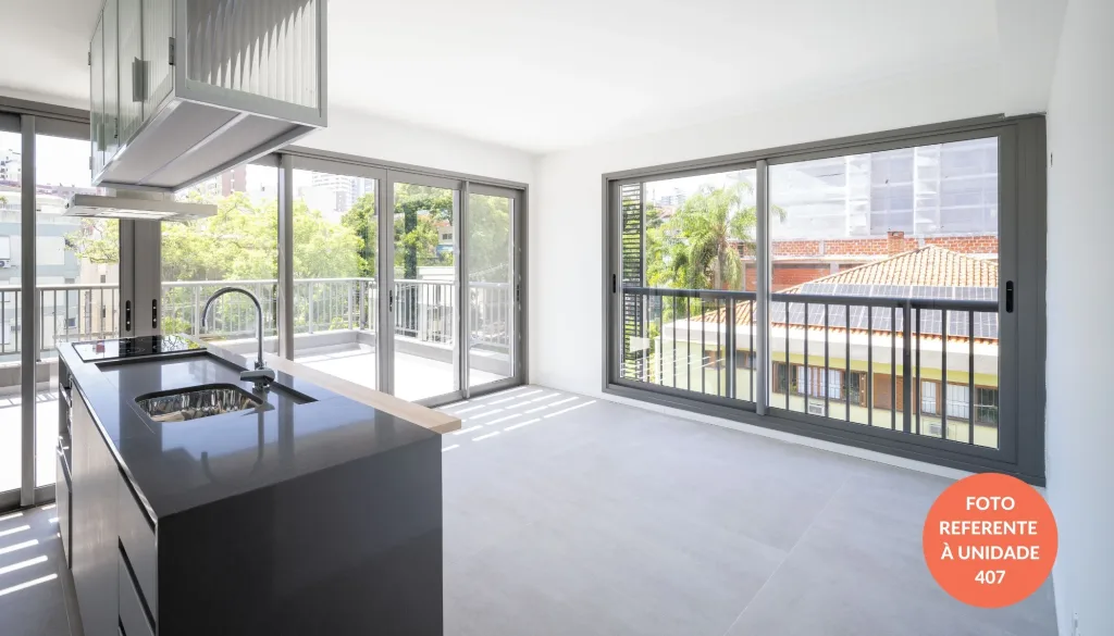 Foto referente a unidade 407 - Living e cozinha
