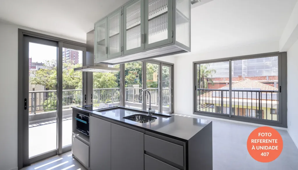 Foto referente a unidade 407 - Living e cozinha