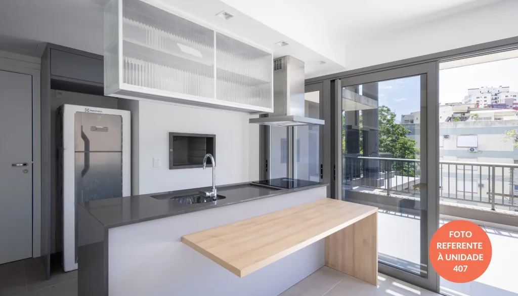 Foto referente a unidade 407 - Living e cozinha