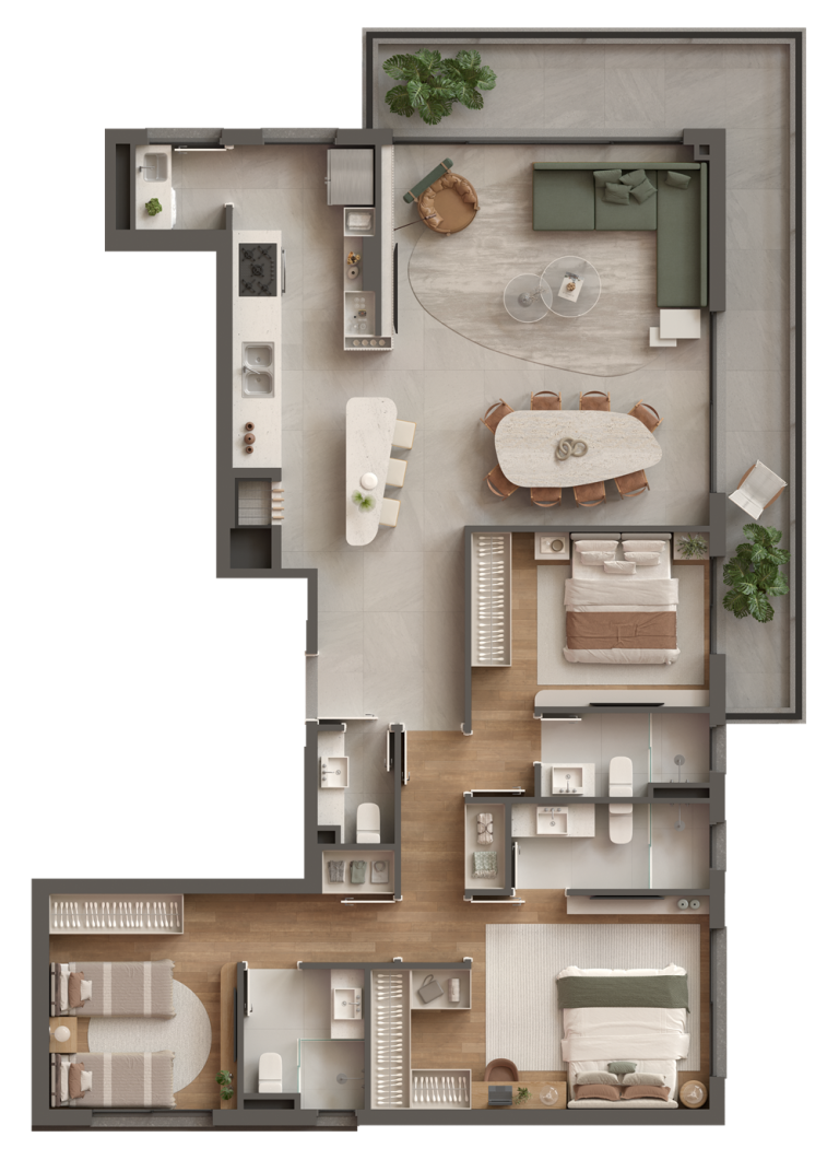 3 suítes com sacada | 144,21m²
