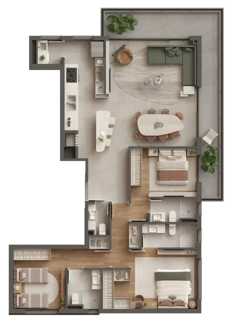 3 suítes com sacada | 144,21m²